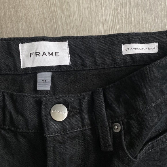 FRAME DENIM Men's L'Homme Cutoff Stretch Denim Black Shorts Raw Frayed Hem Sz 31 - Picture 7 of 9